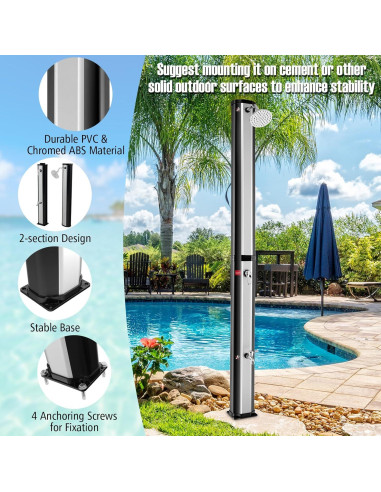 Ducha Exterior Solar Goplus 9.3 Galones 7.2 Pies Plata