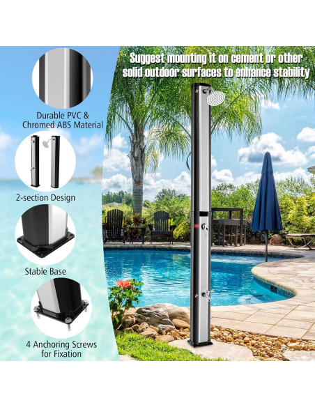 Ducha Exterior Solar Goplus 9.3 Galones 7.2 Pies Plata