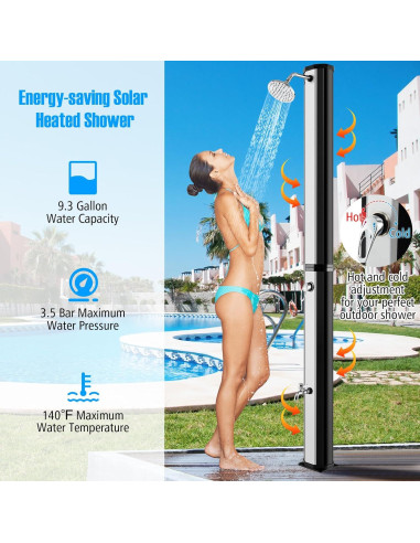 Ducha Exterior Solar Goplus 9.3 Galones 7.2 Pies Plata