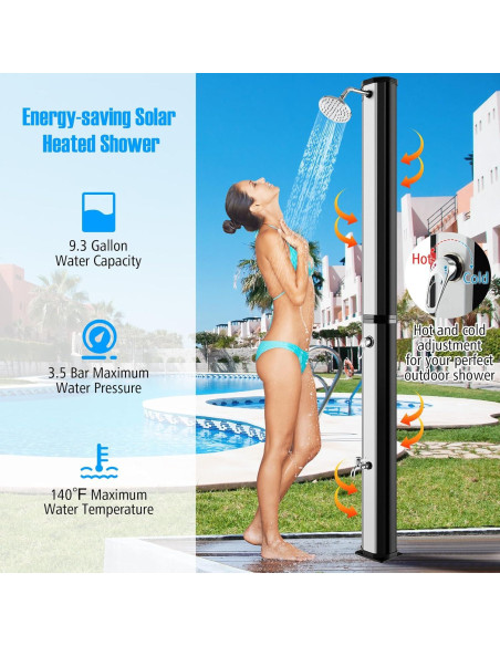 Ducha Exterior Solar Goplus 9.3 Galones 7.2 Pies Plata