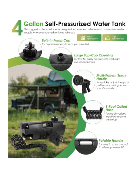 Tanque de Agua Autopresurizado 15.14L Yoursme para Camping