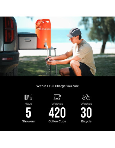 Cubo de Ducha Portátil FLEXTAILGEAR 20L con Bomba Eléctrica