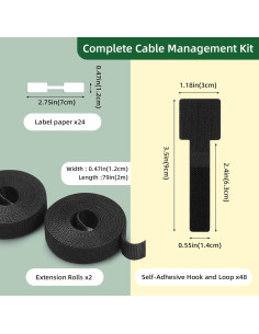 48 Bridas de Gestión de Cables Autoadhesivas Tihaolity Negro 2