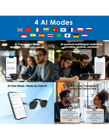 Gafas Inteligentes GetD Polarizadas Gris Oscuro con Bluetooth