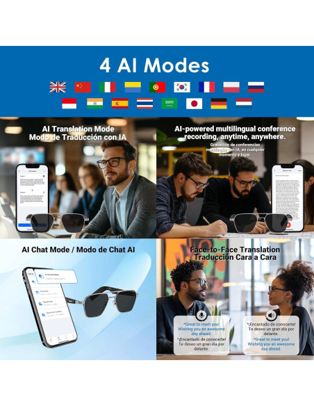 Gafas Inteligentes GetD Polarizadas Gris Oscuro con Bluetooth