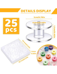 Bobinas de Plástico LOKUNN 25 Pcs para Máquina de Coser 2