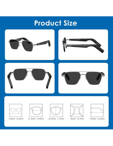 Gafas Inteligentes GetD Polarizadas Gris Oscuro con Bluetooth