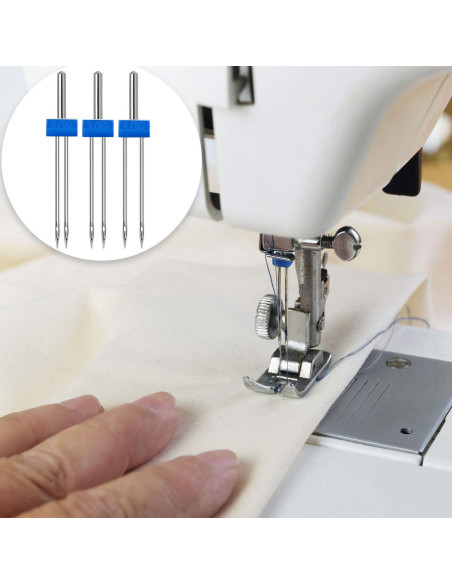 18 Agujas Gemelas para Máquina de Coser WILLBOND - 3 Tamaños