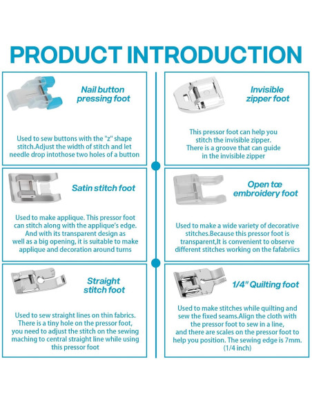 Kit de 11 Piezas de Pies de Prensatelas Uelkr para Coser