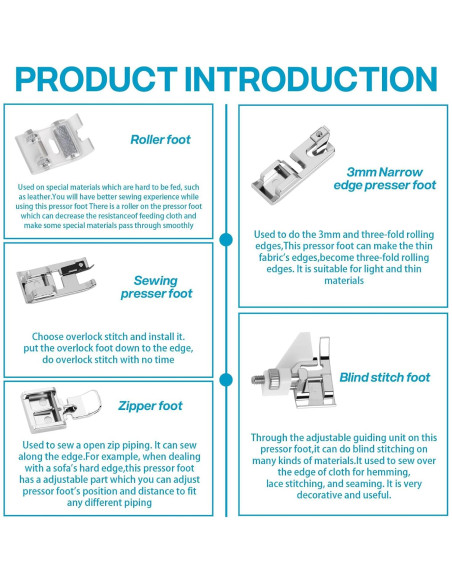 Kit de 11 Piezas de Pies de Prensatelas Uelkr para Coser