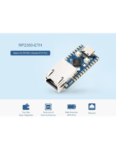 Placa de Desarrollo Waveshare RP2350 ETH, 14 Pines GPIO, 4.6x2.1 cm 2