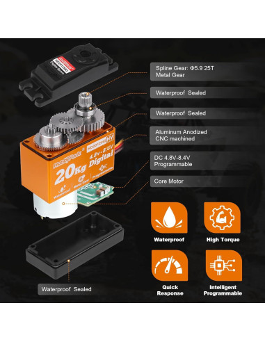 Servo RC Impermeable HobbyPark 20KG Digital 180 25T
