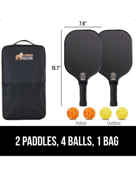 Conjunto de Pickleball GORILLA GRIP 2 Palas y 4 Pelotas