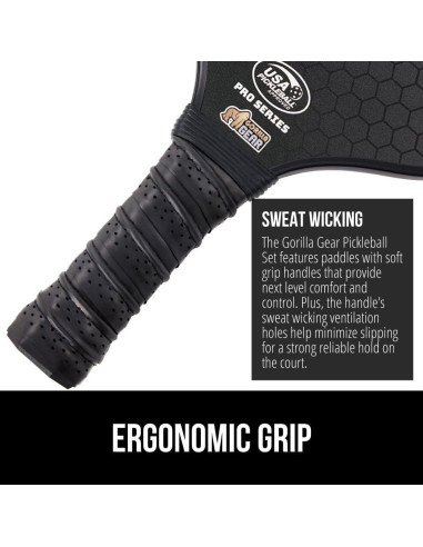 Conjunto de Pickleball GORILLA GRIP 2 Palas y 4 Pelotas