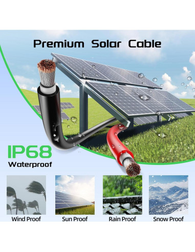 Cable de Extensión Solar 10AWG 100Ft Batería Power Negro y Rojo