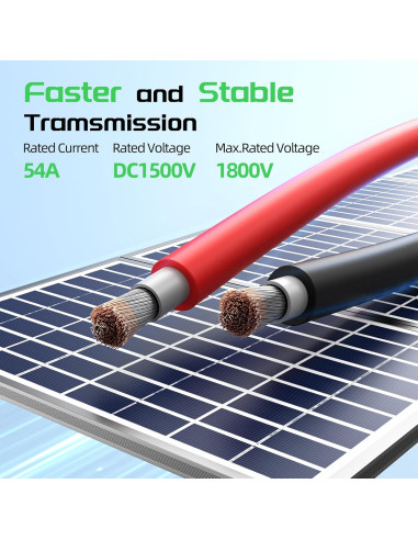 Cable de Extensión Solar 10AWG 100Ft Batería Power Negro y Rojo