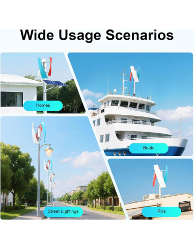 Generador de Turbina Eólica 400W 12V LGXSHOP Vertical 3 Palas