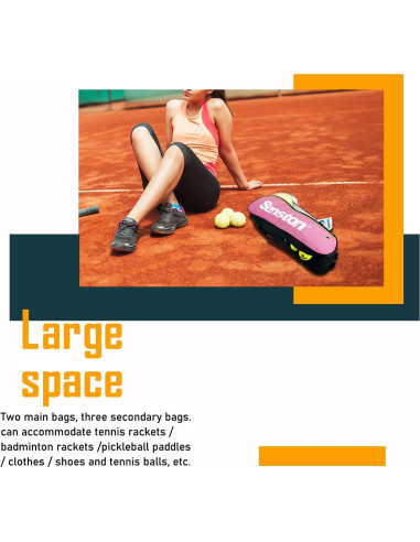 Bolsa de Tenis Senston Rosa Impermeable 72x29x18 cm