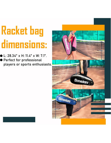 Bolsa de Tenis Senston Rosa Impermeable 72x29x18 cm