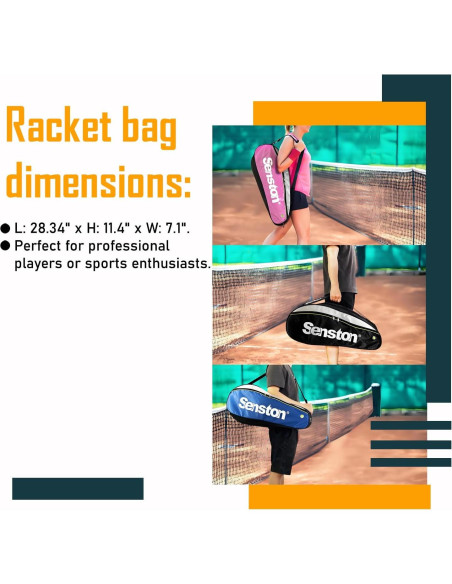 Bolsa de Tenis Senston Rosa Impermeable 72x29x18 cm