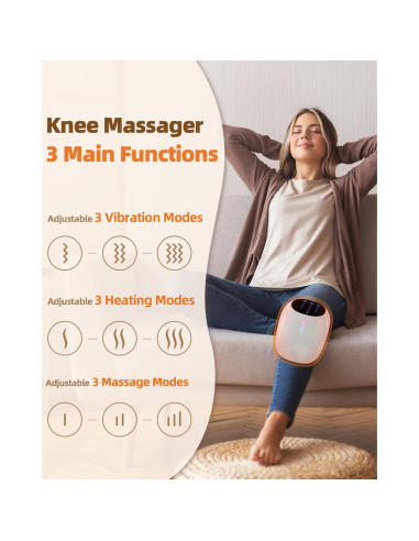 Masajeador de Rodilla Inalámbrico HXMBFBF con Calor y Luz Roja