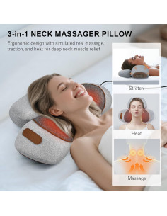 Almohada Masajeador de Cuello 3-en-1 Lifiora con Calor y Soporte Ergonómico 2