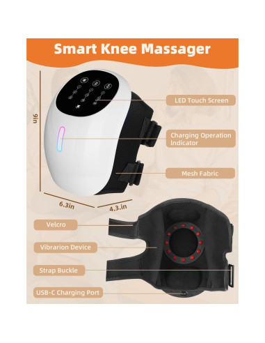 Masajeador de Rodilla Inalámbrico HXMBFBF con Calor y Luz Roja