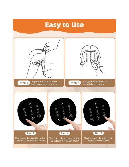 Masajeador de Rodilla Inalámbrico HXMBFBF con Calor y Luz Roja