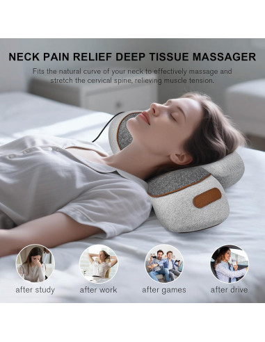 Almohada Masajeador de Cuello 3-en-1 Lifiora con Calor y Soporte Ergonómico