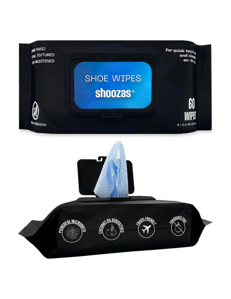 Toallitas Limpiadoras Shoozas - Paquete de 2 (60 Toallitas) para Zapatos