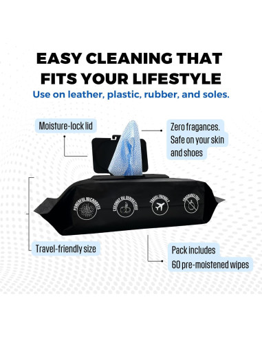 Toallitas Limpiadoras Shoozas - Paquete de 2 (60 Toallitas) para Zapatos