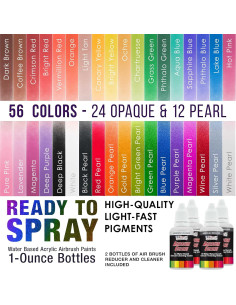 Juego de Pintura Acrílica para Aerógrafo U.S. Art Supply 54 Colores 2