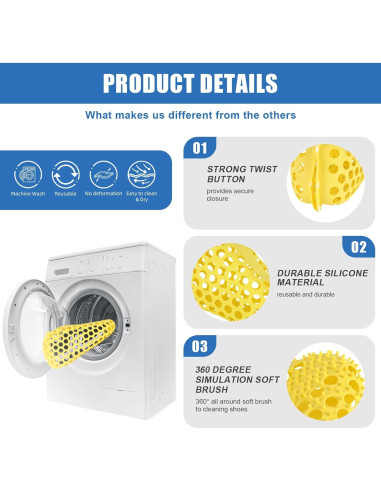 Bolsa de Lavado de Zapatos de Silicona L-LINK 2 Piezas Amarillo