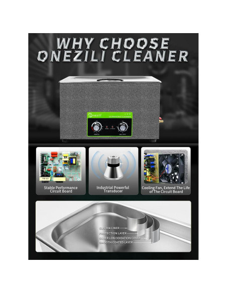 Limpiador Ultrasónico ONEZILI 30L 600W Acero Inoxidable