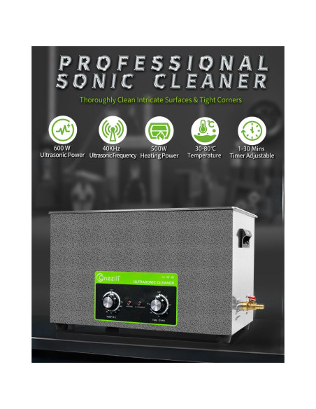 Limpiador Ultrasónico ONEZILI 30L 600W Acero Inoxidable