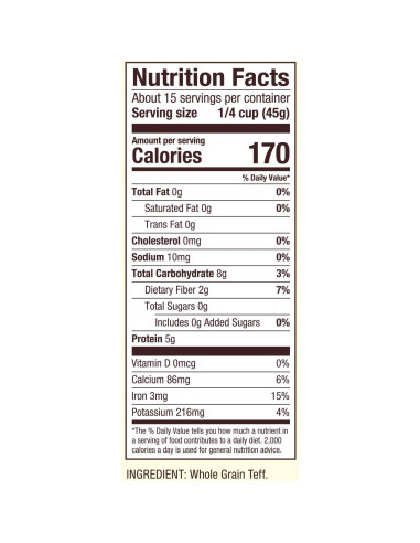 Harina de Teff Integral Bob's Red Mill 680g - Vegano, Kosher