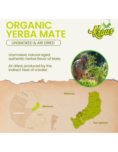 Yerba Mate Orgánica Kraus 500g - Hoja Pura