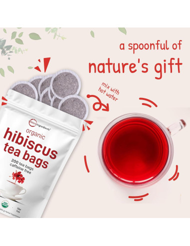 Té de Hibisco Orgánico Micro Ingredients 200 Bolsitas 396g