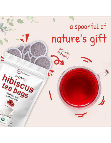 Té de Hibisco Orgánico Micro Ingredients 200 Bolsitas 396g