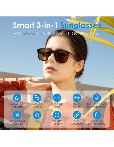 Gafas de sol inteligentes GetD con Bluetooth y traducción AI