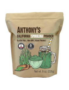 Polvo de Espirulina Anthony's 227 g - Sin Gluten, Vegano, No OGM