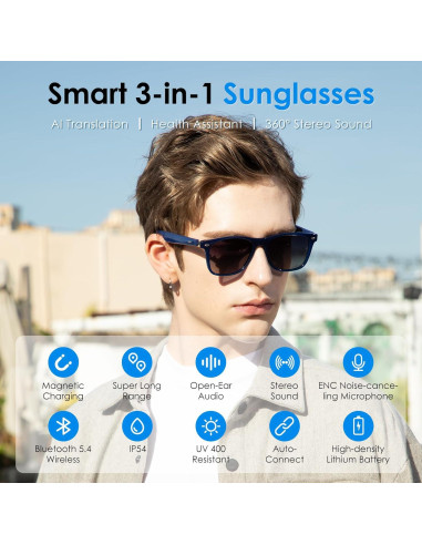 Gafas de sol inteligentes GetD con Bluetooth y traducción AI
