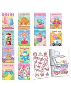 BenLouis 24 Mini Libros para Colorear Niños Fiesta Dulces