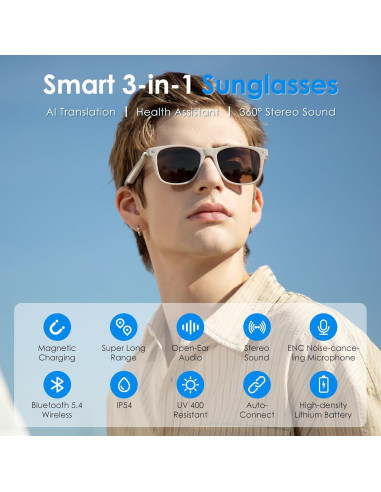 Gafas de sol inteligentes GetD con traducción AI y Bluetooth