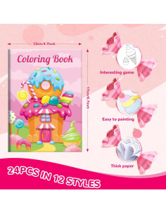 BenLouis 24 Mini Libros para Colorear Niños Fiesta Dulces 2