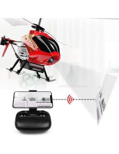 Helicóptero RC Udirc U12S Rojo con Cámara y Control APP 2