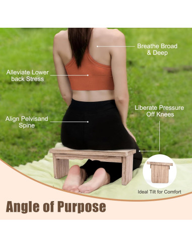 Banco de Meditación Elfzone Plegable de Madera Clara 1.59 kg