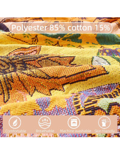 Manta Boho Reversible Shesyuki 127x152 cm Algodón Amarillo 2