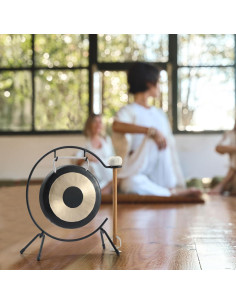 Mini Gong de Bronce 15.24 cm Ruiqnn con Soporte y Mazo 2