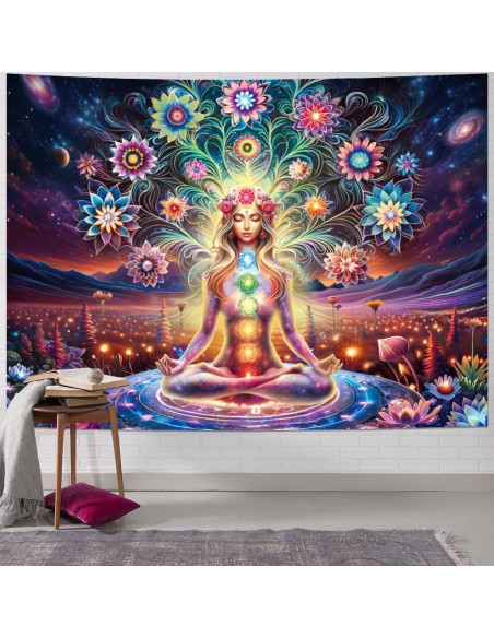 Tapestry de Meditación Siete Chakras Dermijer 150x130cm